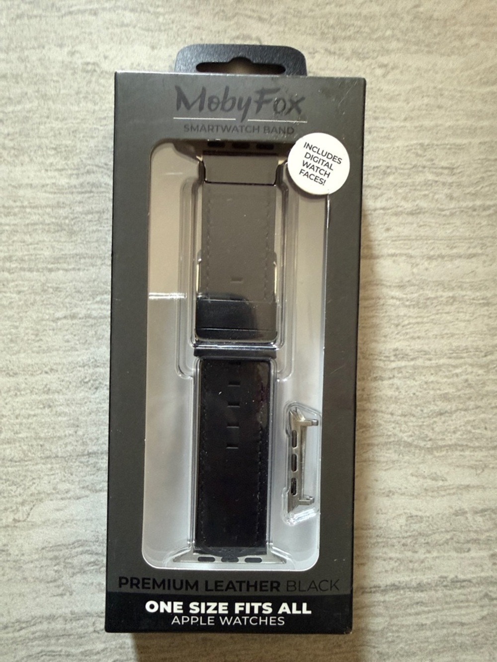 Premium Black Leather Smartwatch Band - One Size Fits All